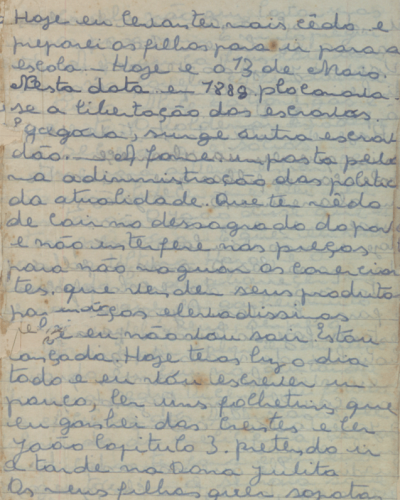 Página de manuscrito do diário 07.05.1961 a 21.05.1961, com a data de 13 de maio
